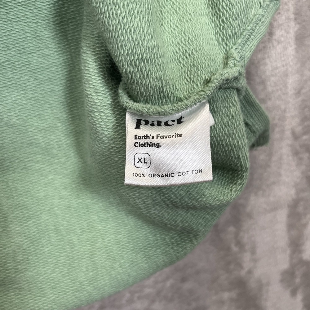Pact Organic Cotton Sweatshirt XL Sage Green Raglan Raw Hem Pullover - Picture 4 of 6